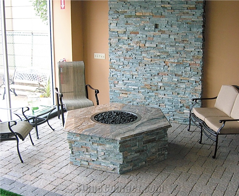 Natural Blue Cultured Stone ,Slate Wall Cladding Tile, Exterior Facade Tile