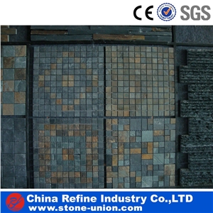 Natural Cultured Stone Slate Mosaic ,Rusty Slate Mosaic Tile,High Quality Slate Mosaic for Inside or Outside Decoration