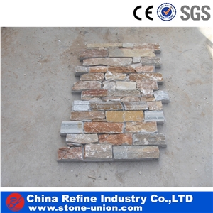 Natural Yellow Wall Stone Veneer Cultured Stone with Back Cement , Rough Split Face Culture Stone for Wall