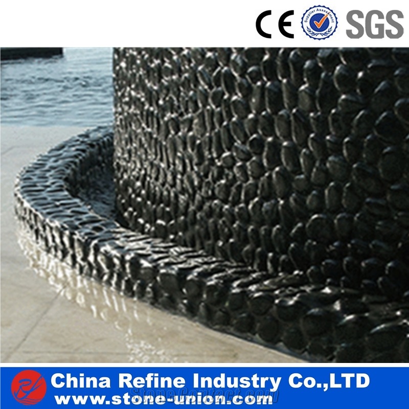 Round Landscaping Black Pebbles For Fountain