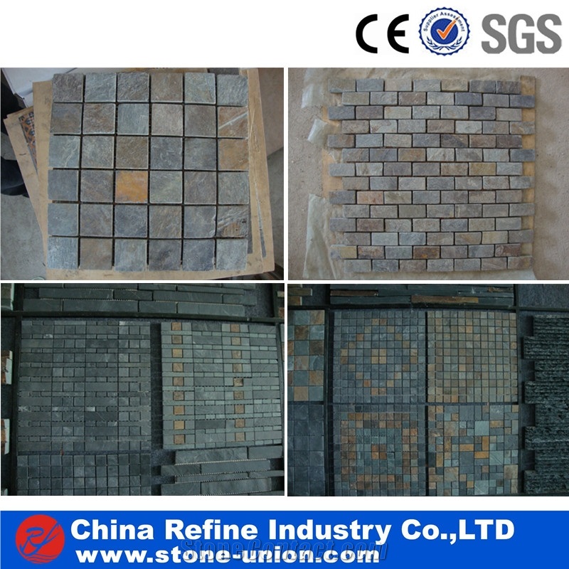 Rusty Slate Mosaic Tile for Floor , Slate Chipped Mosaic Pattern,Mosaic for Wall,Bathroom,Floor,Interior