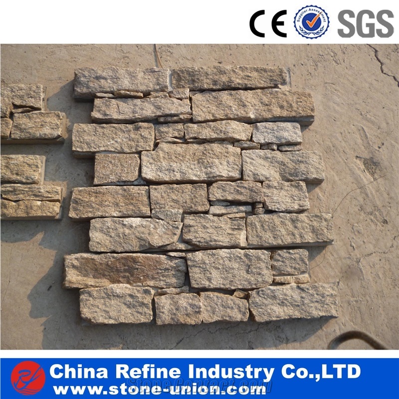 Tiger Yellow Cultured Stone Slate ,Yellow Cement Ledgestone Panel,Cement Ledge Stone ,Stone Wall Panel