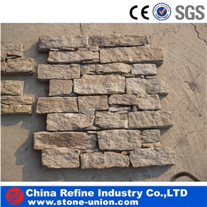Tiger Yellow Cultured Stone Slate ,Yellow Cement Ledgestone Panel,Cement Ledge Stone ,Stone Wall Panel