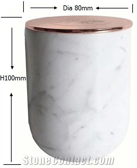 White Marble Candle Vessel Holder With Lid