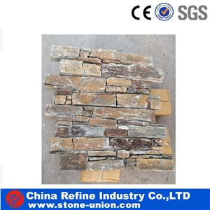Yellow Cement Ledgestone Panel ,Best Natural Thin Slate Stone Veneer ,Ledgestone Veneer in Outside Wall,China Stacke Stone Veneer