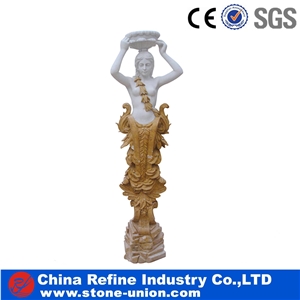 Yellow Marble Stone Figure Carving Human Sculptures