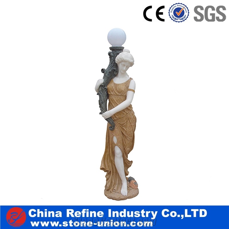 Yellow Marble Stone Figure Carving Human Sculptures