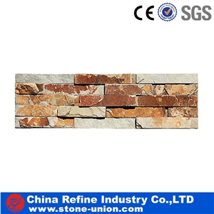 Yellow Rust Slate Veneer, Wall Cladding, Cultured Stone, Stacked Stone Veneer Wall Panel