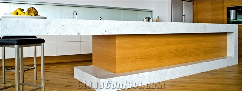White Marble Stone Kitchen Bench