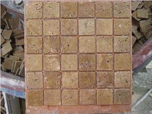 Beige Travertine Square Marble Mosaic for Wall and Floor