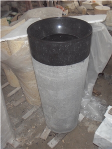 Black Granite Vessel Pedestal Sink