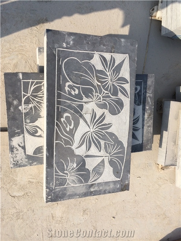 Blue Stone Engraving Tile Wall Reliefs