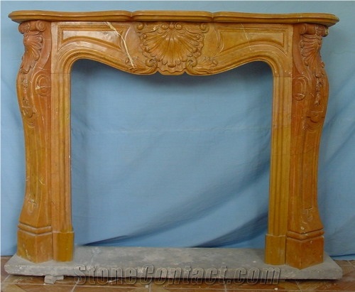 Brown French Style Marble Fireplace-Rsc046