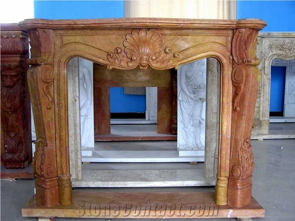 Brown Marble French Style Fireplace-Rsc050