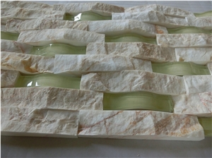 Flexible Marble Mix Green Onyx Stacked Stone Wall Cladding