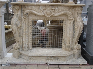 French Style Beige Marble Fireplace-Rsc131