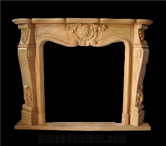 French Style Brown Marble Fireplace-Rsc103