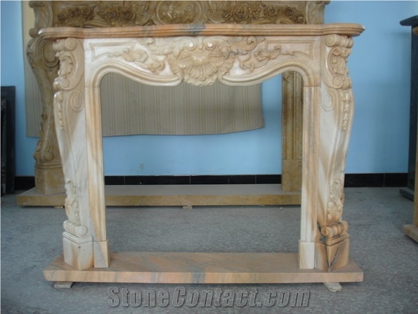 French Style Fireplace-Rsc069 Marble, Brown Marble Fireplace