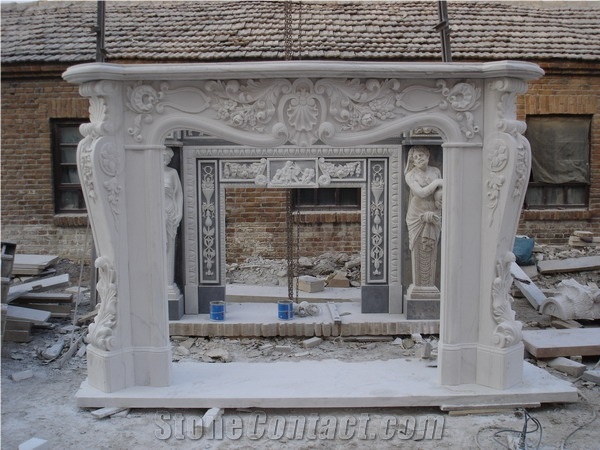 French Style White Fireplace-Rsc085 Marble