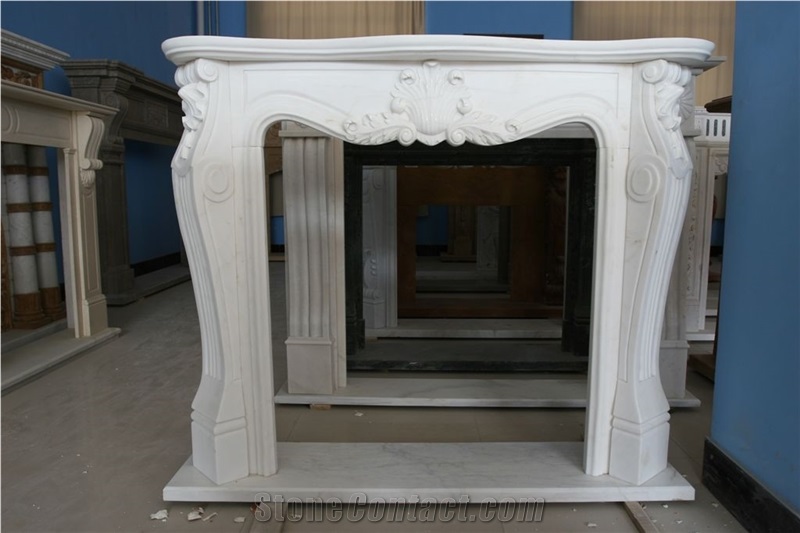 French Style White Marble Fireplace-Rsc089