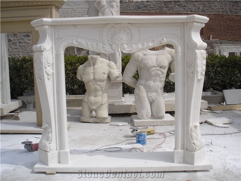French Style White Marble Fireplace-Rsc109