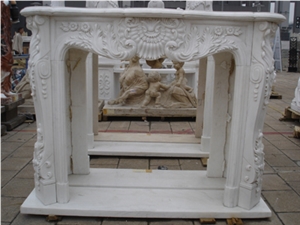 French Style White Marble Fireplace-Rsc120
