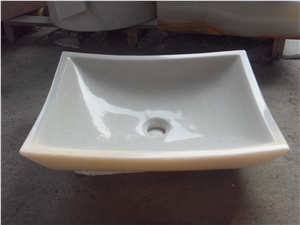 Good Pricce Rectangular Shape White Marble Bathroom Sink
