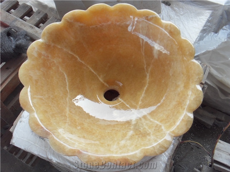 Good Quality Beige Marble Round Vessel Sink for Sale