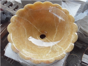 Good Quality Beige Marble Round Vessel Sink for Sale