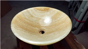 Good Quality Yellow Polished Marble Round Sink
