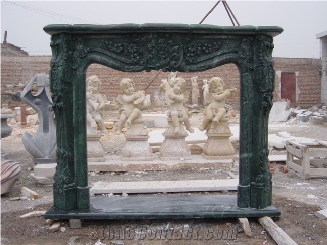 Green French Style Fireplace-Rsc066 Marble