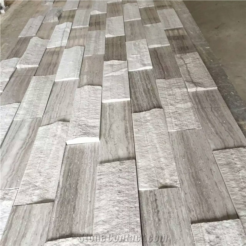 Grey Wood Marble Stacked Stone Grey Wood Grain Marble Mosaic