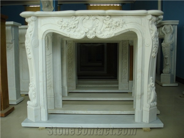 Hand Carved White French Style Fireplace-Rsc059 Marble