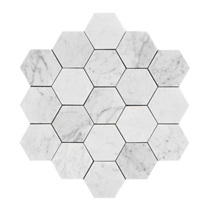 Hexagon Carrara London Fog Marble Mosaic Tile
