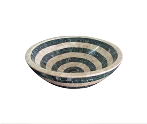 Indian Green Marble Mosaic Sink Wash Bowls