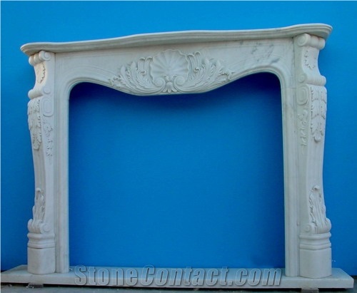 New French Style White Marble Fireplace-Rsc051