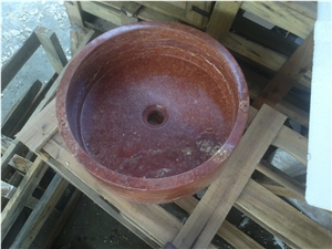 Red Good Quality Marble Vessel Sink