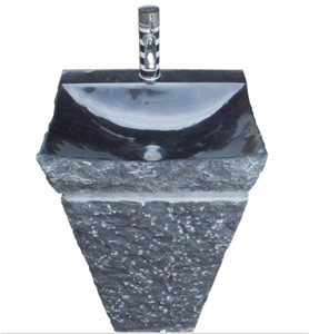 Square Pedestal Black Granite Sink