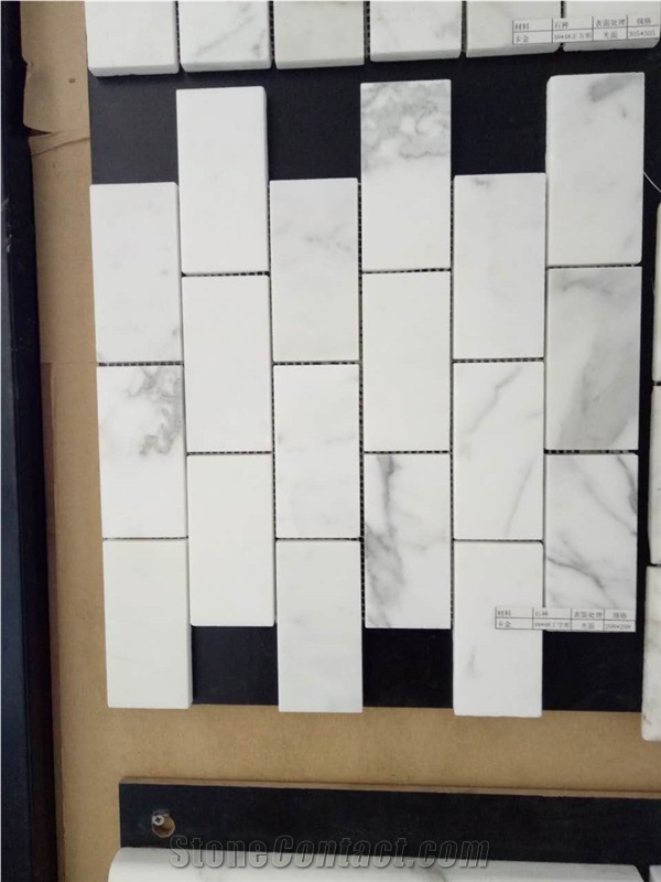 White Grey Marble Brick Mosaic for Wall and Floor Decoration