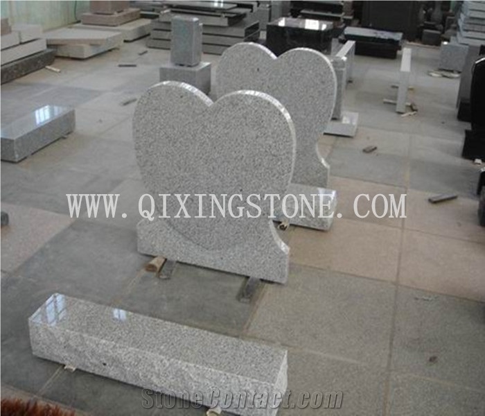 Grey Granite Heart Shaped Tombstone