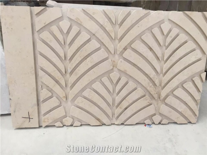 Jura Beige Carving Relief & Etching,Beige Limestone Wall Panel Carving