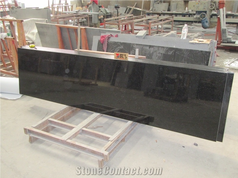 India Nero Assoluto Granite Black Galaxy Pre Cut Granite Countertops