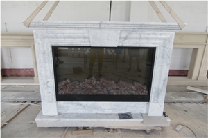 Made in China Handcarved Bianco Carrara White Marble Fireplace Mantel