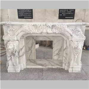 Carrara White Marble Carving Fireplaces for Indoor Decoration