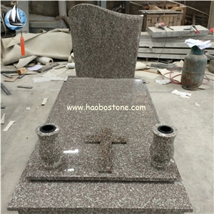 Cheap Chinese Pink Granite G664 European Cemetery Tombstones