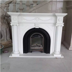 China White Marble Natural Stone Fireplace Surround