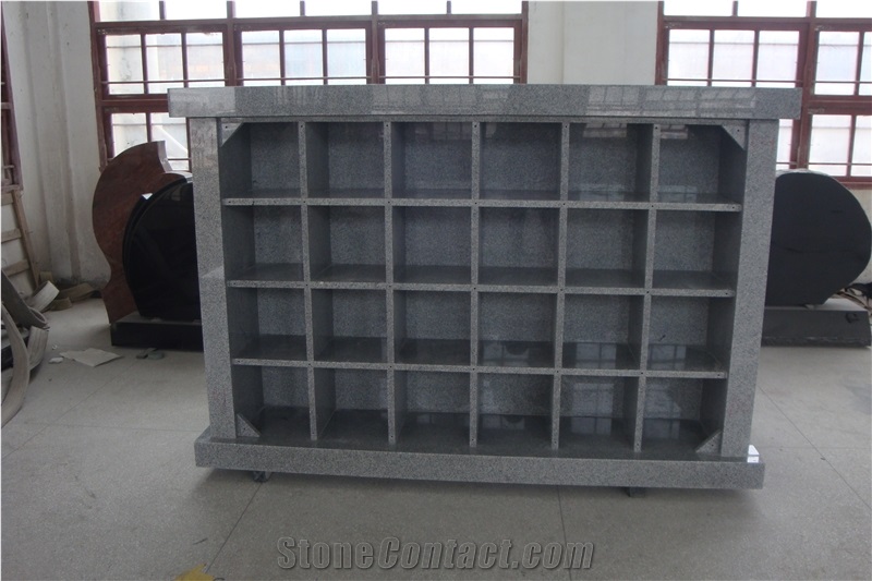 Classic Gray 48 Niche Double Sided Columbarium with Absolute Black Doors