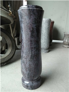 Custom Bahama Blue Granite Vases Grave Headstone Vase