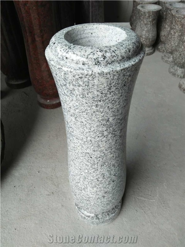 Custom Grey Granite Cemetery Funeral Vase