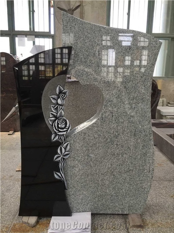 German Style Viscont White Granite Heart Shape Tombstone Headstone